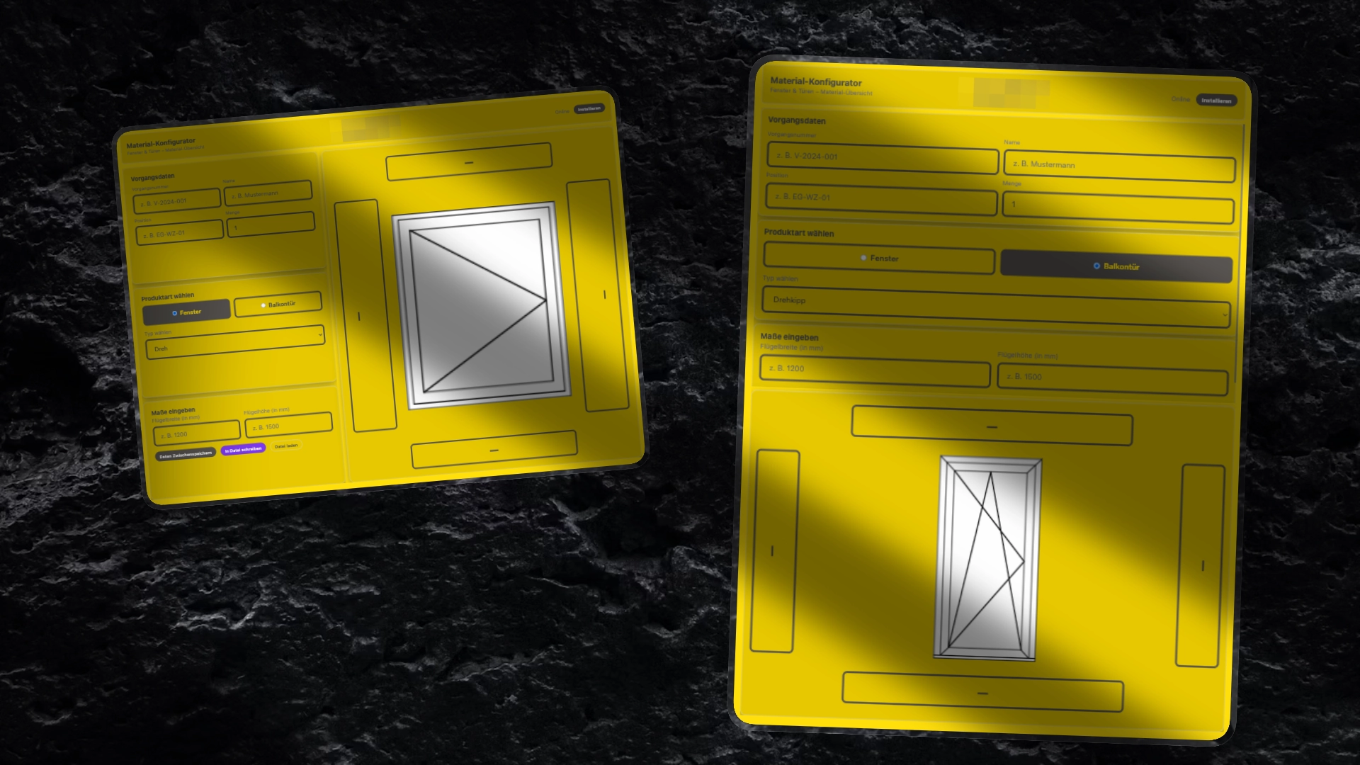 Fenster- & Türen-Konfigurator PWA Hauptansicht