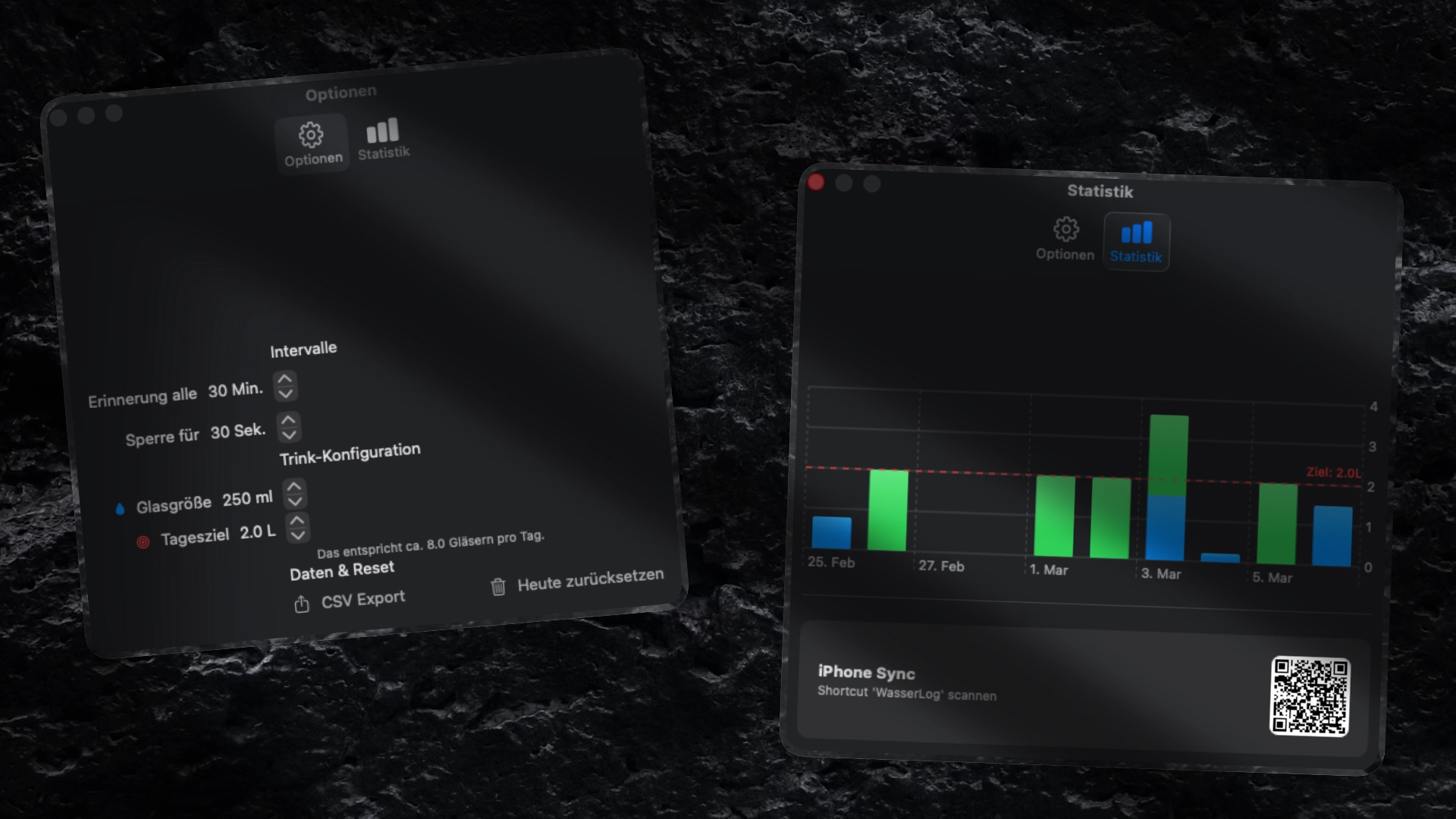 Doreen Obendorf HydrationFreeze MacOS App Dashboard Swift Charts 14 Tage