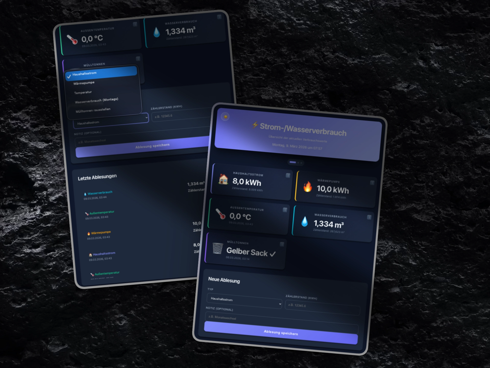 Doreen Obendorf Verbrauchs-Tracker Dashboard Verbrauchsdaten